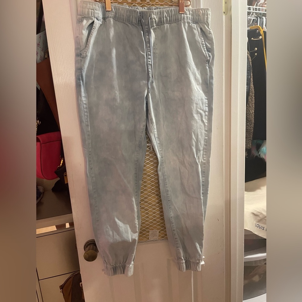 Light Blue Acid Wash Denim Joggers